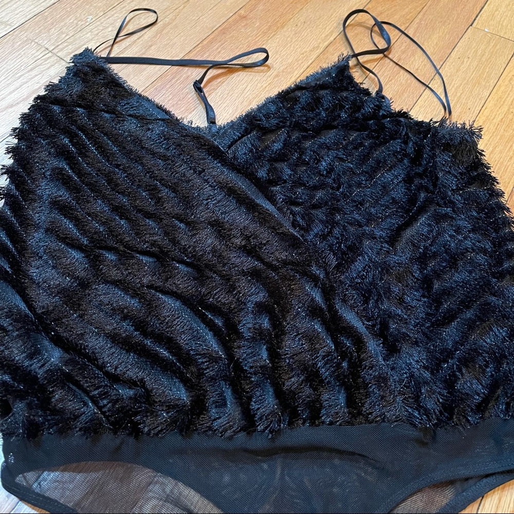 ASTR The Label Black Bodysuit Eyelash Fringe S - Picture 10 of 13